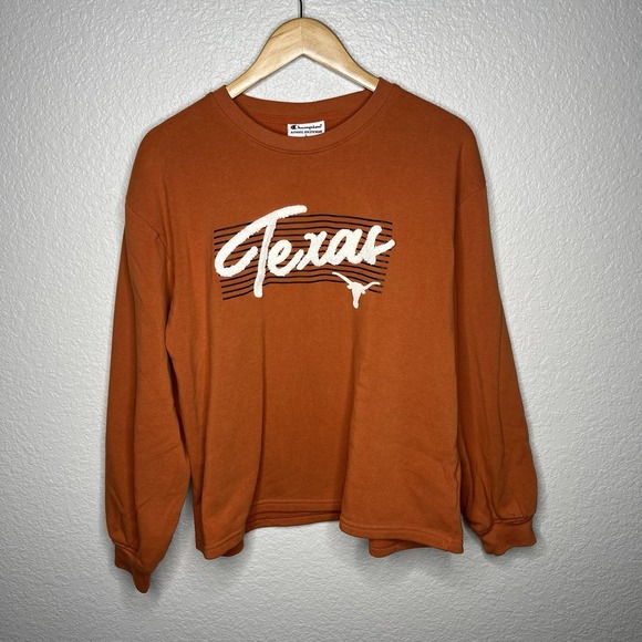 Champion Tops - Champion Sweatshirt Texas Longhorns Fleece Orange Womens Large Archie Manning UT